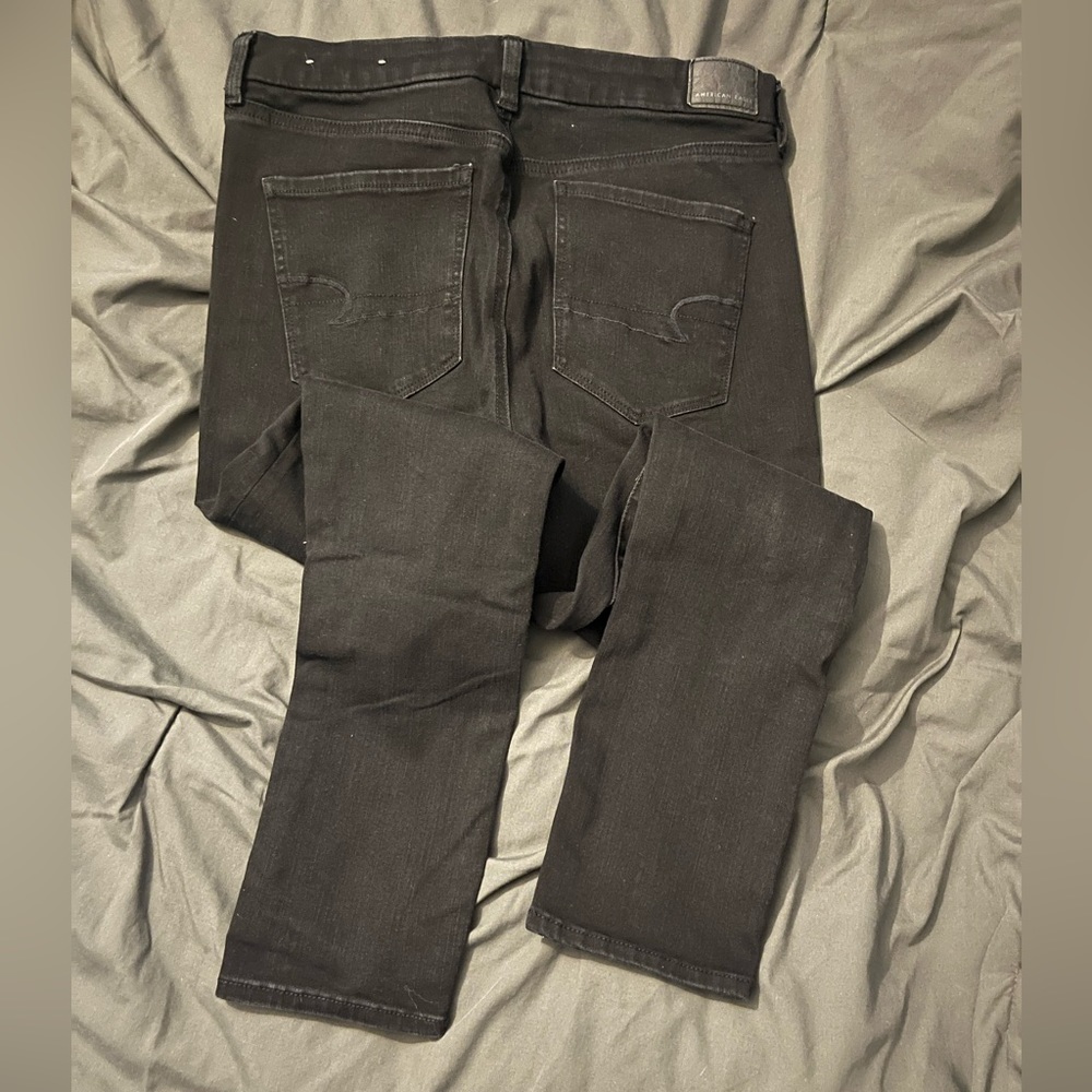 American Eagle curvy hi-rise jegging/stretch denim (solid black)